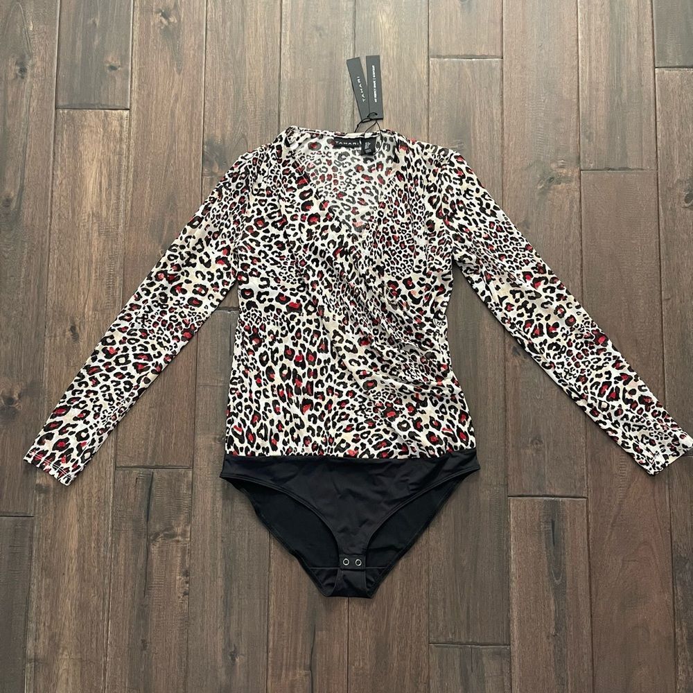 Tahari My Perfect Shape Animal Print Bodysuit S NWT
